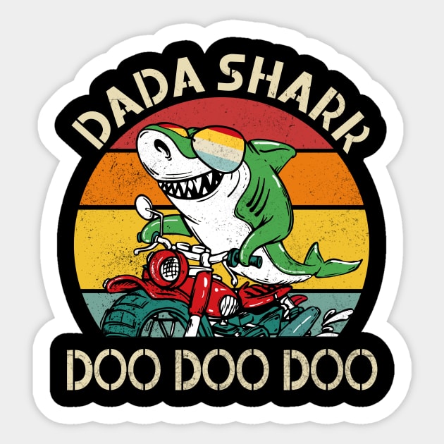 Dada Shark Doo Doo Doo Biker Dad Fathers Day Gift Sticker by KiraT